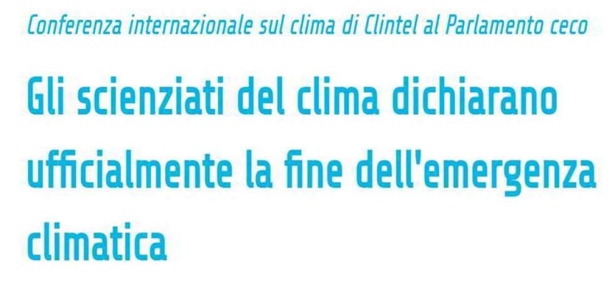 Dichiarazione shock: l'emergenza climatica è finita.